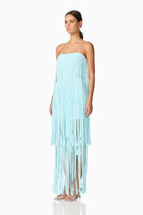 Alya Tiered Maxi Dress in Blue