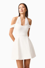 Ruby Halter Mini Dress in White