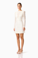 Margot Long Sleeve Mini Dress in White