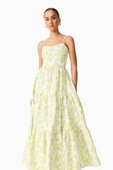 Posey Jacquard Gown in Green Floral