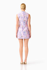 Marlene Shift Mini Dress in Pink & Purple Floral