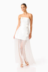 Oleander Strapless Maxi Dress In White