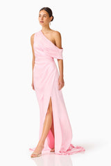 Isadora Off The Shoulder Gown in Pale Pink