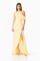 Isadora Off The Shoulder Gown in Butter Yellow