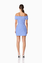 Sonya Off The Shoulder Mini Dress in Blue