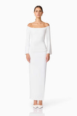 Sonya Long Sleeve Midi Dress in White