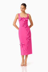 Ilaria Floral Midi Dress in Pink