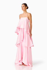 Tilly Tiered Maxi Dress in Pale Pink