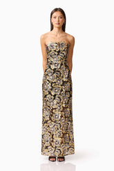 Celeste Strapless Gown in Black and Gold