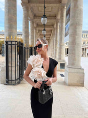 Zahara V-Neck Gown in Black