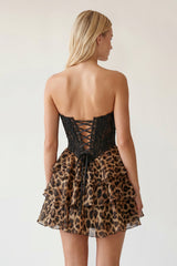 Black Leopard A-Line Sweetheart Ruffled Appliqued Homecoming Dress