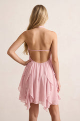 Dusty Pink Ruffled A-Line Sweetheart Ruched Homecoming Dress