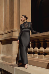 Margot Long Sleeve Gown in Black