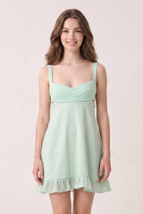 Mint Green Sweetheart Chiffon Ruffled A-Line Cut-Out Homecoming Dress