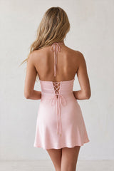 Halter Satin Sheath 3D Flower Homecoming Dress