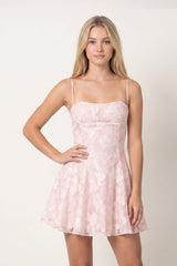 Spaghetti Straps A-Line Chiffon Jacquard Homecoming Dress