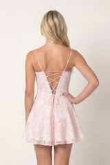 Spaghetti Straps A-Line Chiffon Jacquard Homecoming Dress