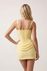 Yellow Corset Sheath Square Neck Ruched Homecoming Dress