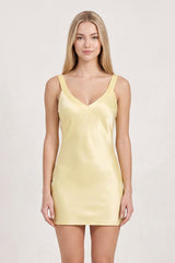 Yellow Simple Satin Sheath Mini Homecoming Dress
