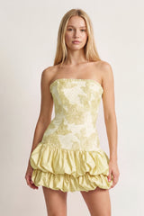 Hot Pink Strapless Embroidered Flower Ruched A-Line Homecoming Dress