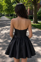 Fuchsia Strapless A-Line Satin Mini Corset Homecoming Dress With Bow