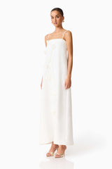 Nolana Floral Applique Gown in White