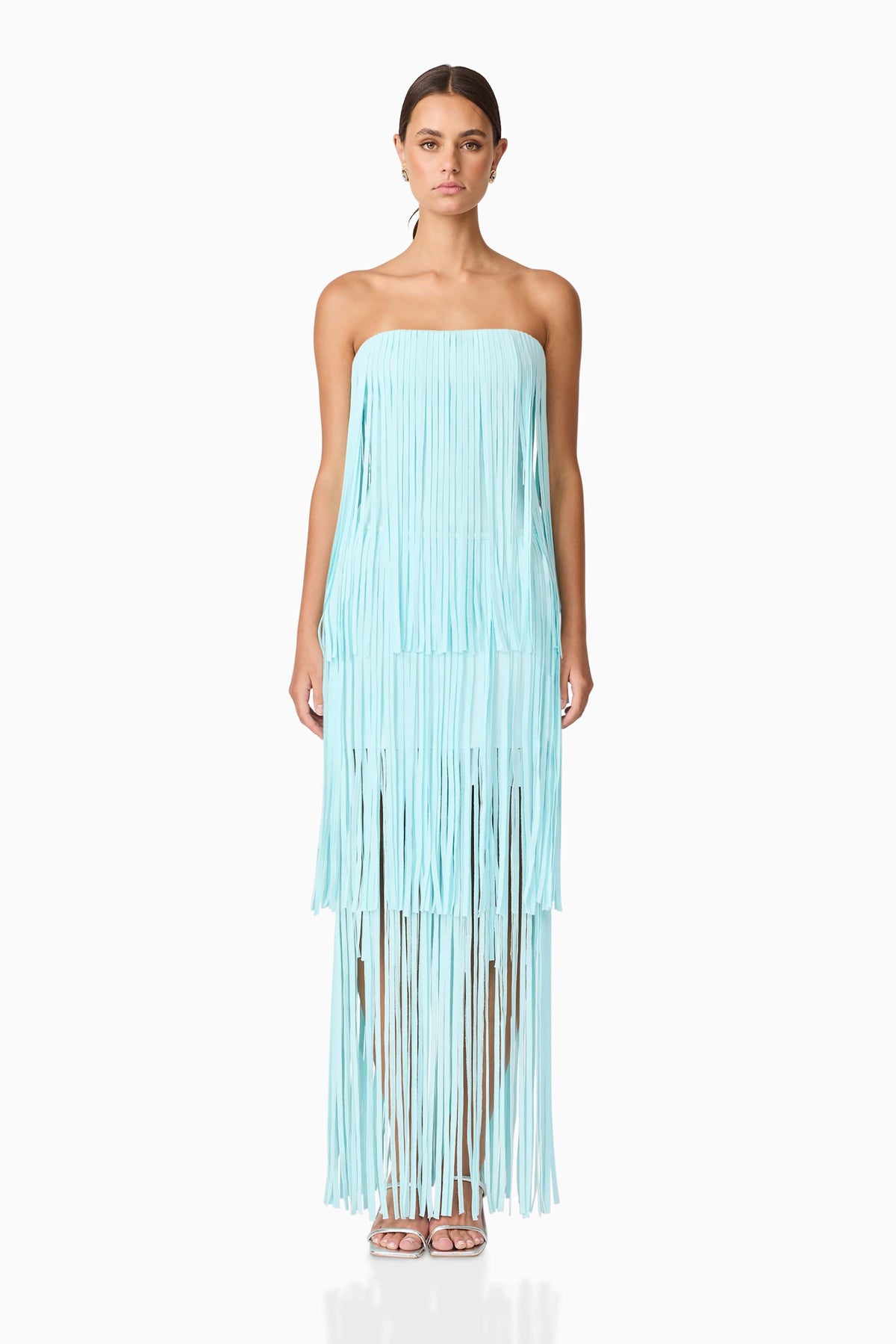 Alya Tiered Maxi Dress in Blue