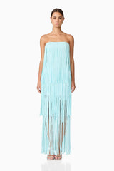 Alya Tiered Maxi Dress in Blue