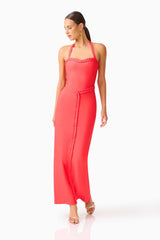 Coralene Halter Gown in Red
