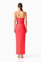 Coralene Halter Gown in Red