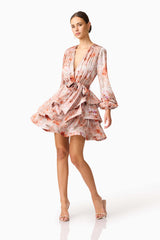 Piper Long Sleeve Mini Dress in Orange Floral