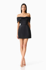 Hope Off The Shoulder Mini Dress in Black