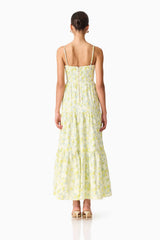 Posey Jacquard Gown in Green Floral