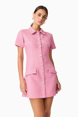 Alia Short Sleeve Mini Dress in Pink