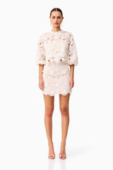 Sienna Top & Mini Skirt Set in Cream