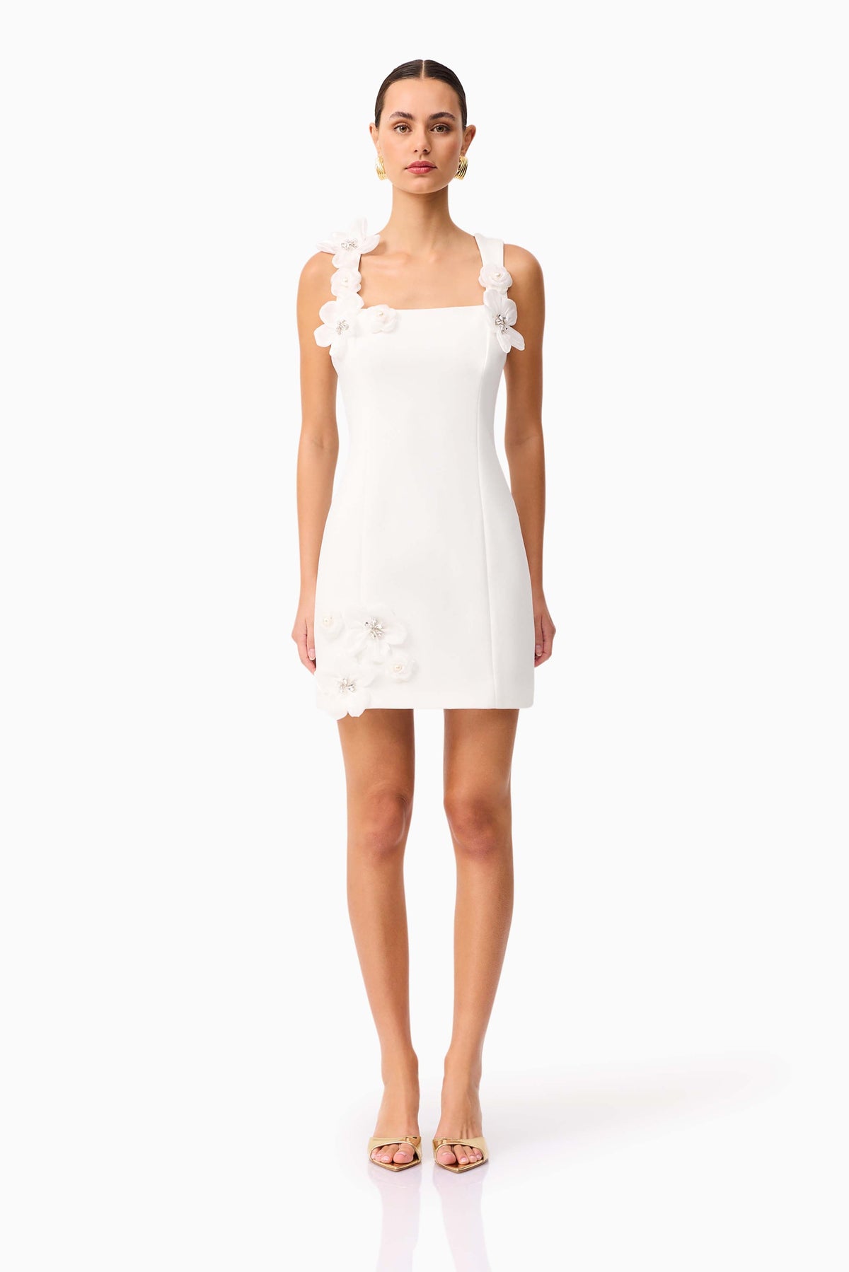 Chantelle Floral Mini Dress in White