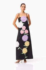 Buttercup Embroidered Maxi Dress in Black