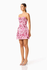 Roseate Floral Mini Dress in Pink