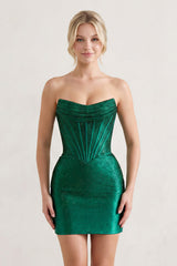Red Sparkly Beaded Strapless Sheath Corset Homecoming Dress