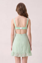 Mint Green Sweetheart Chiffon Ruffled A-Line Cut-Out Homecoming Dress