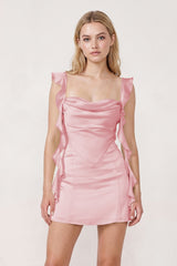 Sage Ruffled Sheath Square Neck Satin Ruched Homecoming Dress