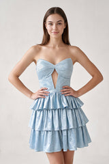Orange Sweetheart A-Line Tiered Cut-Out Homecoming Dress With Beading