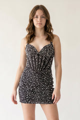 Sparkly Black Halter Sheath Corset Homecoming Dress With Pearl