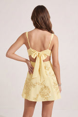 Yellow Square Neck Embroidered Flower Lace A-Line Homecoming Dress
